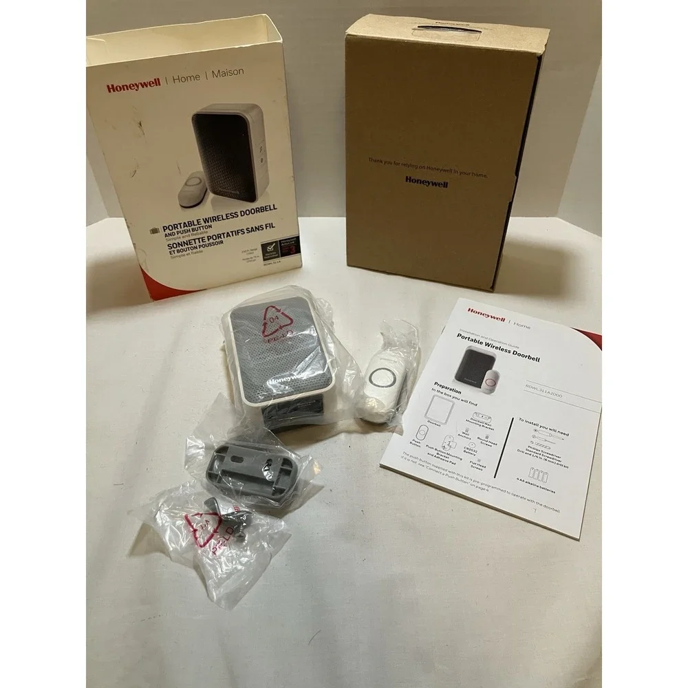 Wireless Doorbell Honeywell Home Battery Powered and Push Button TESTED
